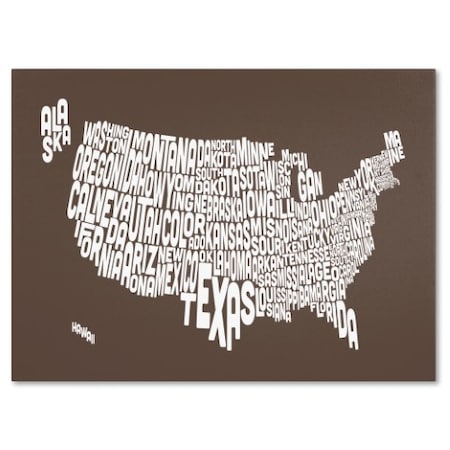 Michael Tompsett 'COFFEE-USA States Text Map' Canvas Art,16x24
